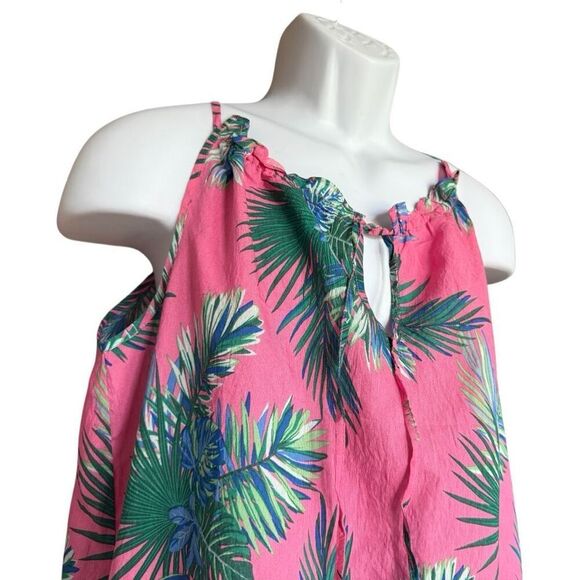 NWT Womens Yumiday High Neck Tropical Palm Flowy Airy Dress Maxi Dress  - Sz M - Picture 2 of 2